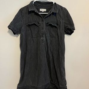 Denim short - sleeve popover shirt dress Madewell M